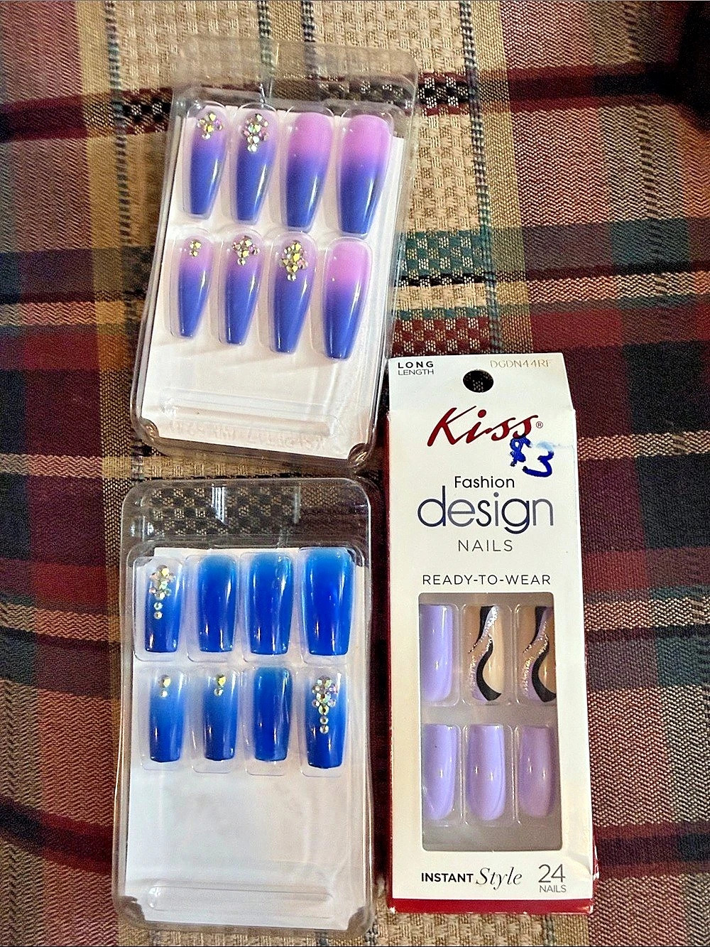 KISS Fashion Design Nails Press-On Nails Purple & Blue NWT 3 for one deal! Price